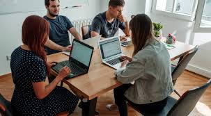 Team working on software